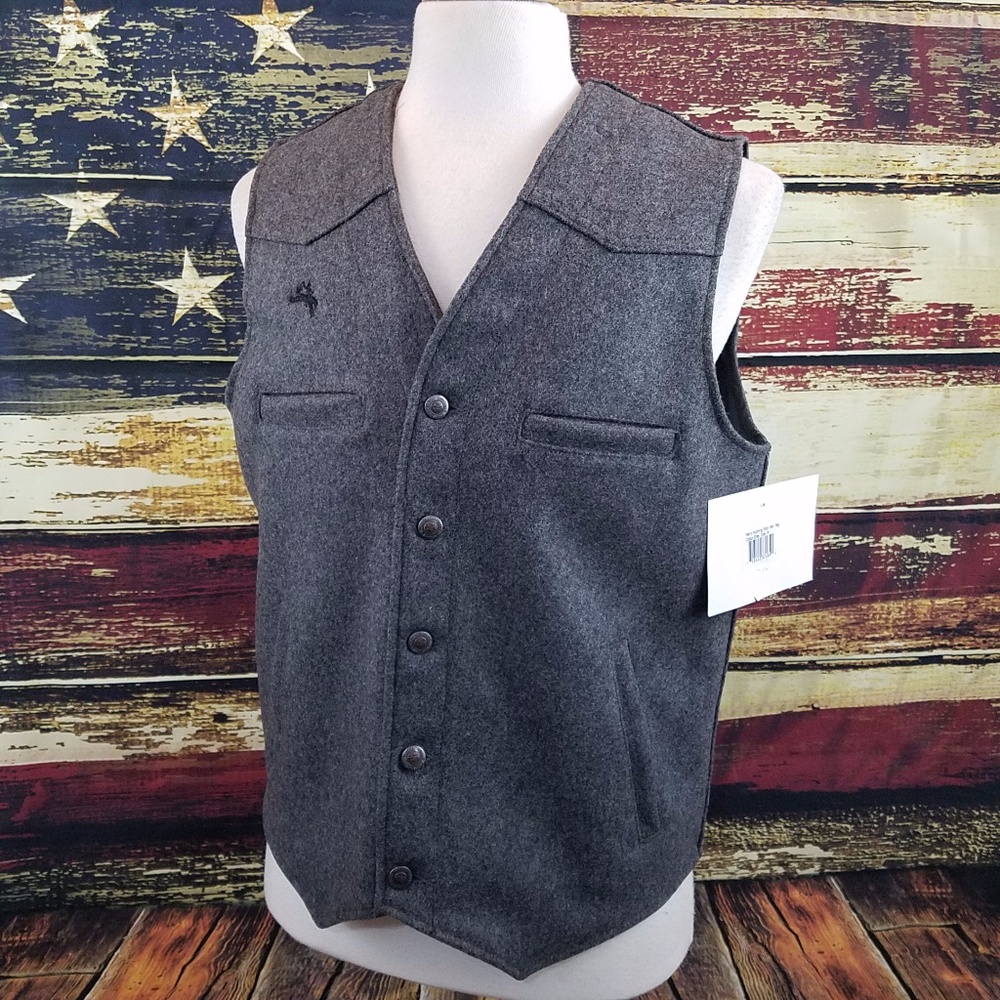WYOMING TRADERS MENS AUSTRALIAN WOOL COWBOY RANCH VEST - CHARCOAL